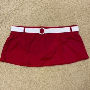 NIKE RED WHITE SWIM SKIRT BIKINI BOTTOM SIZE 8